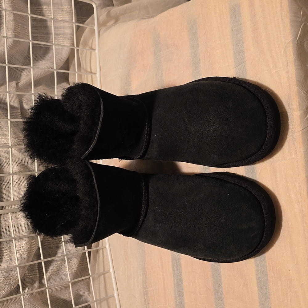 UGG Cozy Black Suede Boots with Shearling Lining